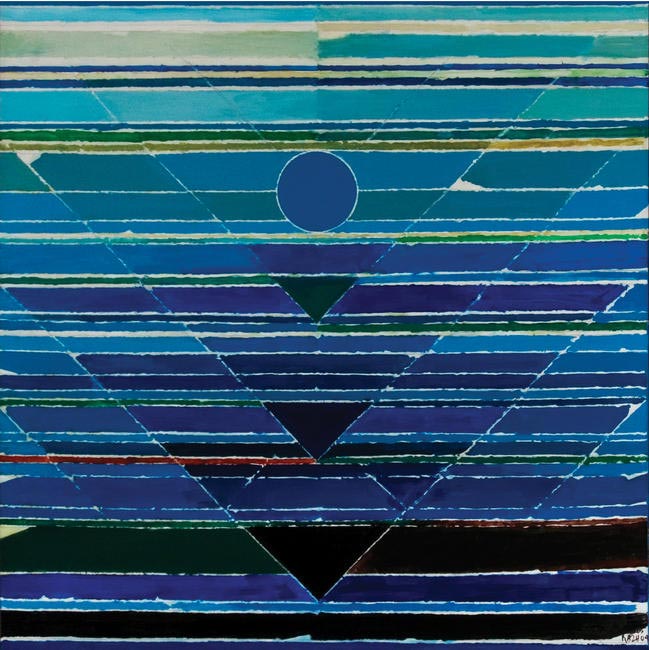 'THE BLUE MOON', ACRYLIC ON CANVAS, 100 X 100 CMS, 2004