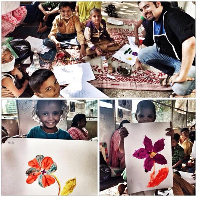 Anand Bhushan at an art workshop for kids fighting cancer