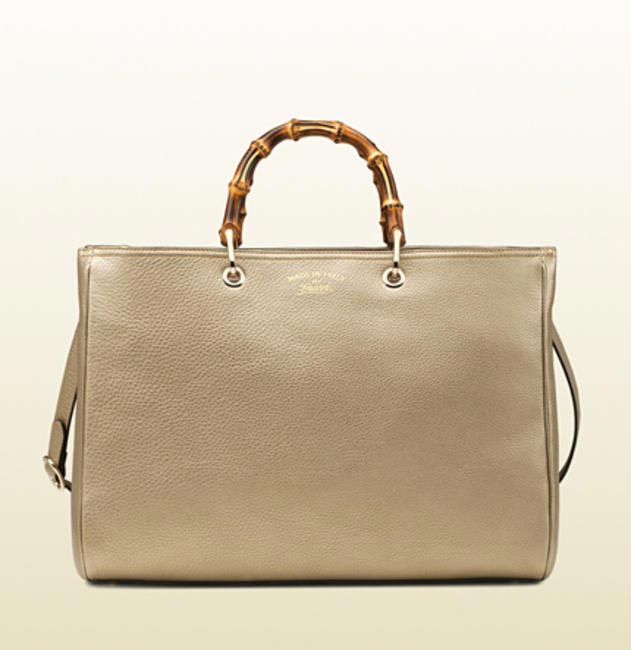 Gucci Bamboo Golden Beige Leather Tote