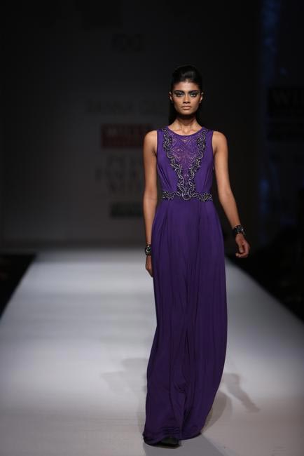 Evening dress with lace detail by Rana Gill - WIFW 2013