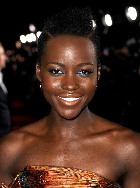 Lupita at the premiere of Non Stop. The teased updo works like magic on her