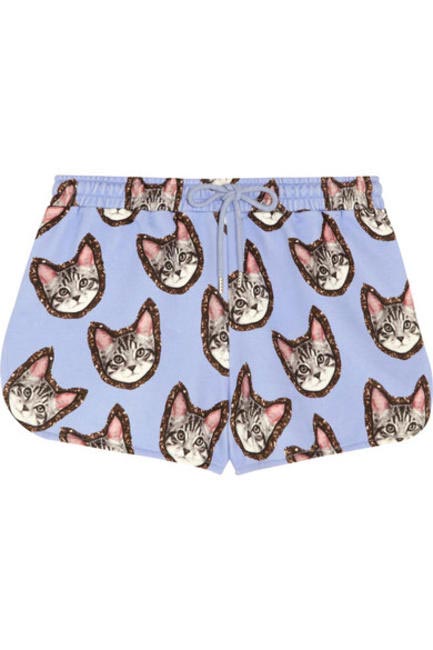 Meow Printed Cotton-Jersey Shorts, Markus Lupfer, INR 14,700