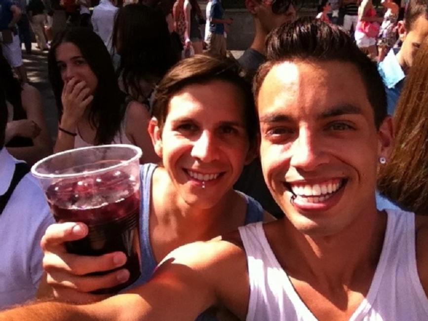 Auston (left) and David at a pride event in Madrid