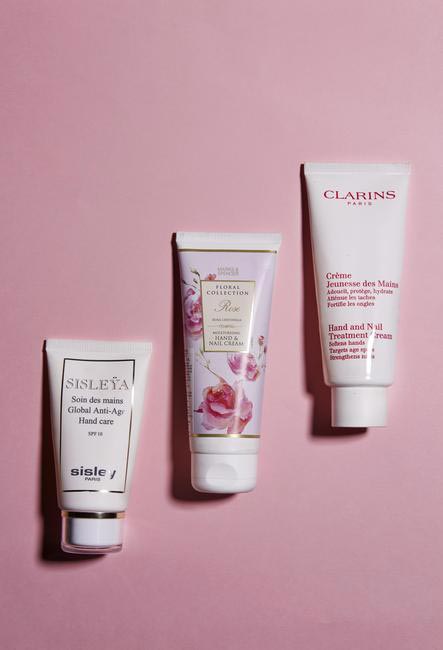 Hand creams from Sisley (INR 9,100), Marks & Spencer (INR 299) and Clarins (INR 1,450)