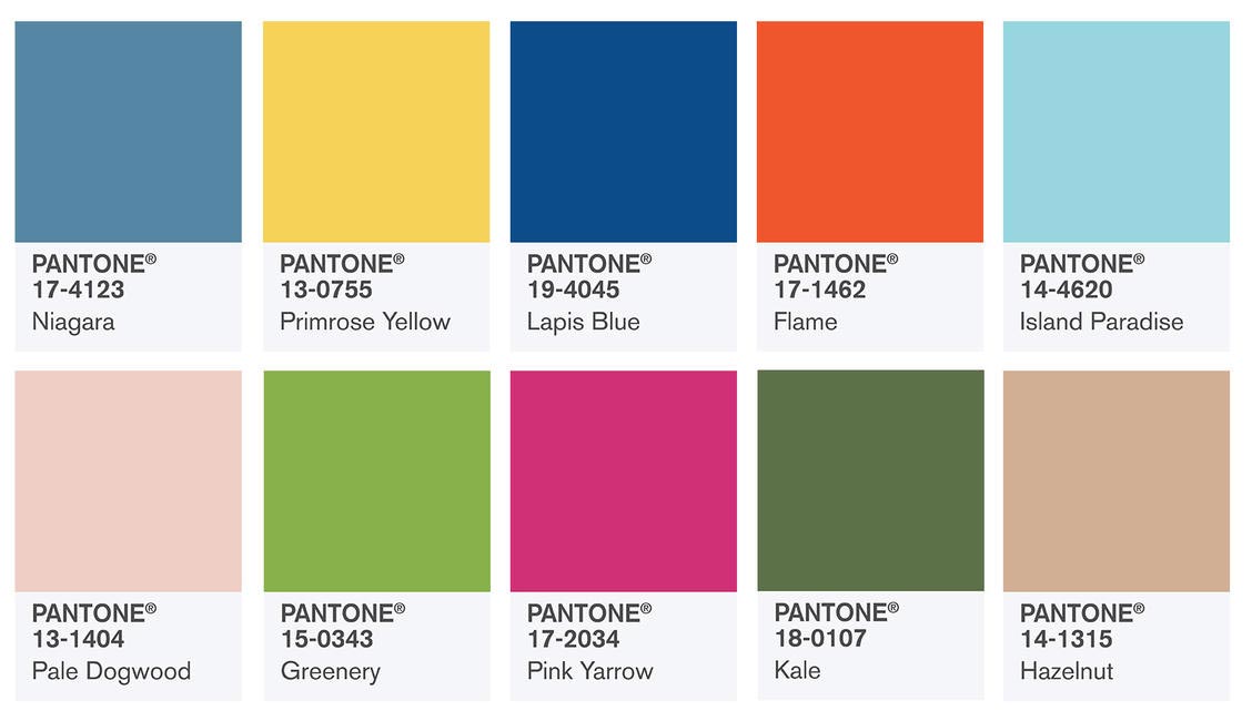 Pantone's top 10 colours for 2017