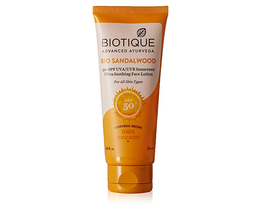 Biotique Bio Sandalwood 50+ SPF UVA/UVB Sunscreen Ultra Soothing Face Lotion 50ml 