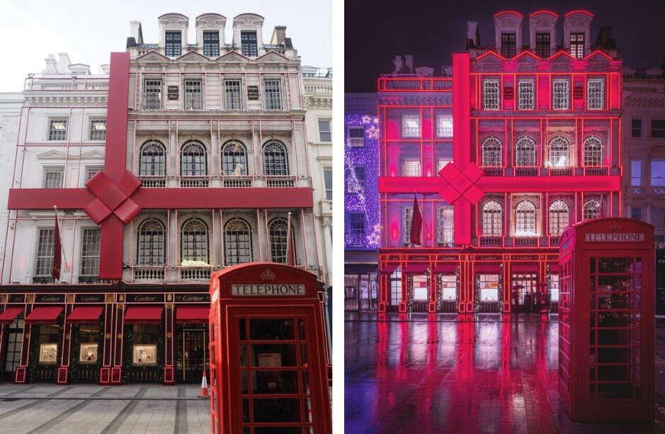 Christmas Shop front Lights 2019 - London Cartier store Christmas