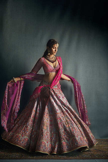 Dark Maroon Embroidered Lehenga Set Design by Jade by Monica and Karishma  at Pernia's Pop Up Shop 2024