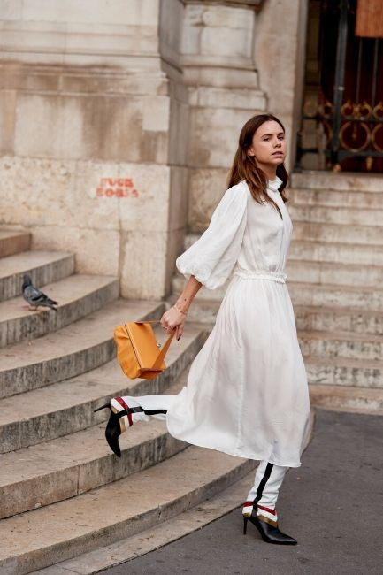 Every Wildly Chic Dress Trend I'm Spotting on Fashion People Right Now | Trending  dresses, Stylish midi dress, Dress outfits
