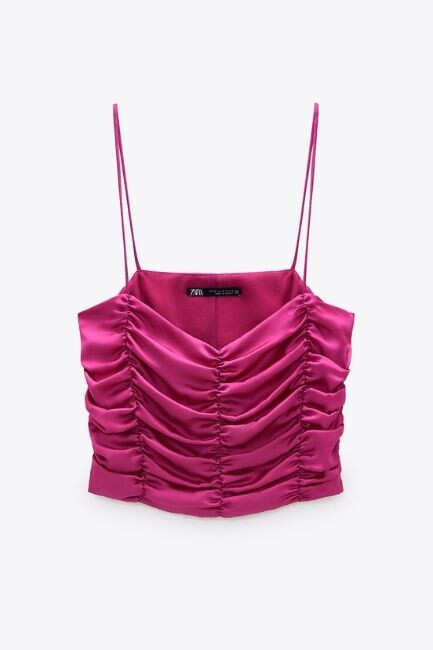 Pink satin cheap top zara