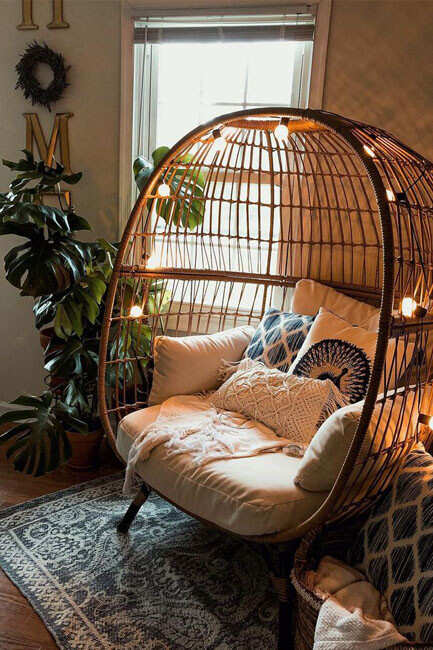 egg chair reading nook