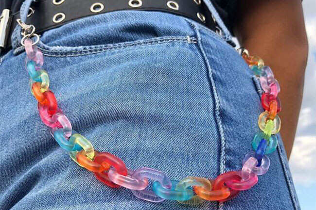 7 Strands Acrylic Chain Link Rainbow Colorful Bag Chain - Temu