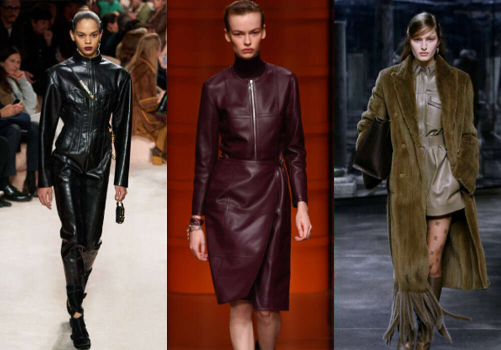 Leather Outfits Make An Iconic Comeback: Leather Skirts, Jackets, And ...