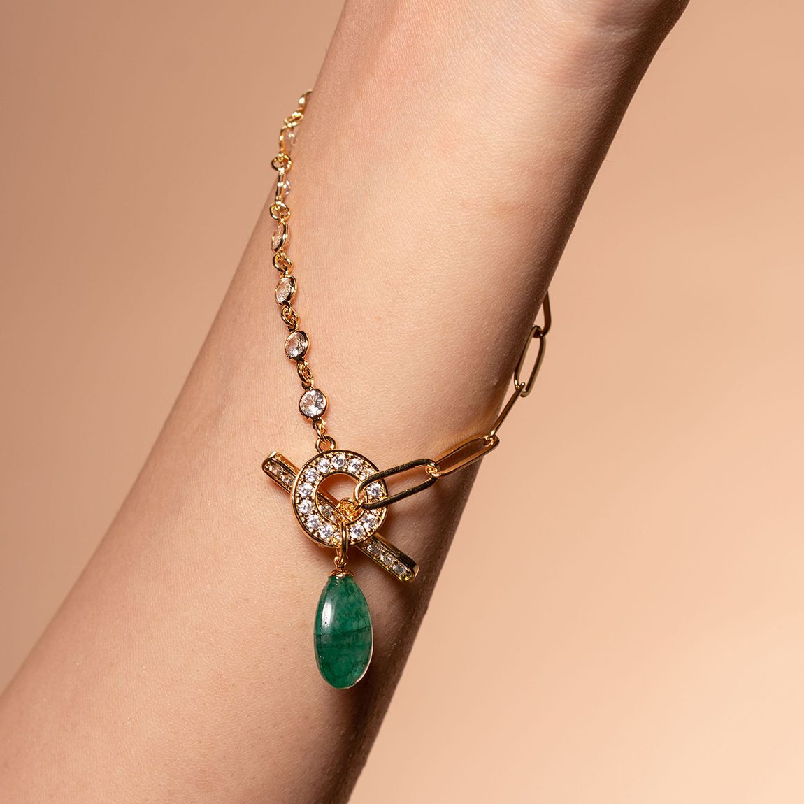 Isharya Sultana Green Toggle Bracelet, INR 6,499