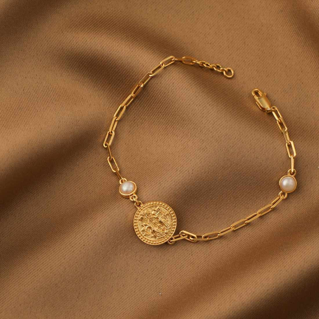 Paksha Pearl Gemini Zodiac Gold Plated Silver Chain Bracelet, INR 2,099