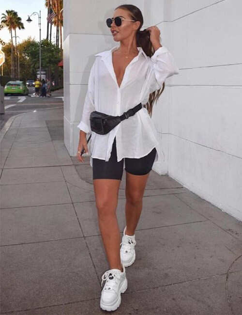 Black and white biker hot sale shorts