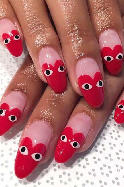 52 Valentine's Day Nail Art Designs & Ideas 2023 : Red Glitter Nails with  Red Heart