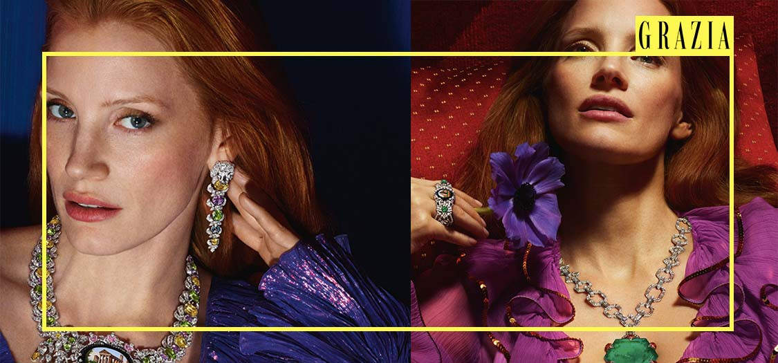 Jessica Chastain Models GUCCI Hortus Deliciarum High Jewelry