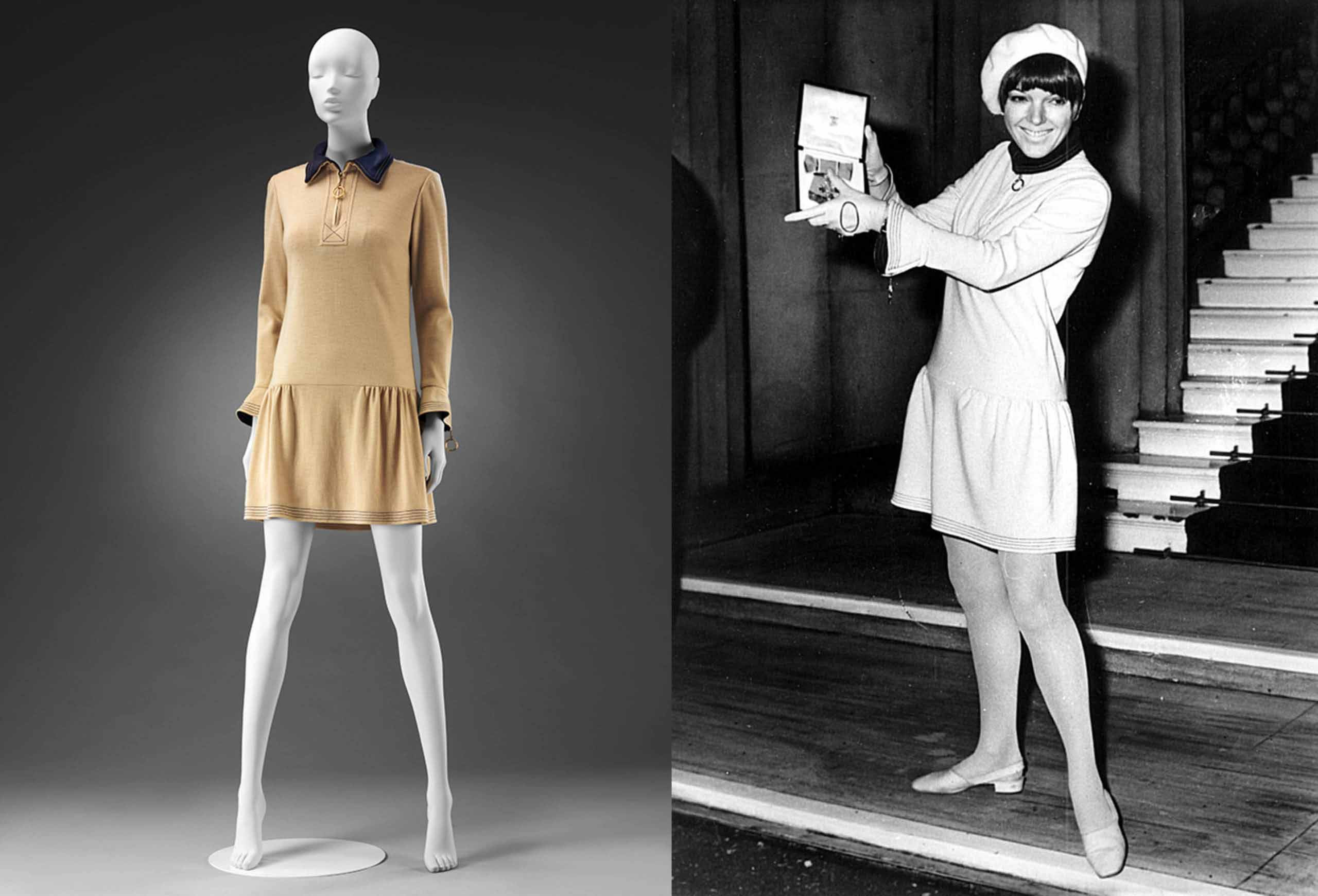 Dress worn by Mary Quant to receive her OBE