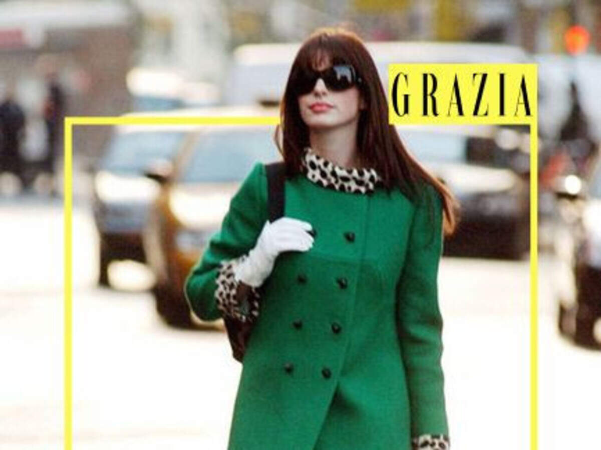 andy's green dress devil wears prada Anne Hathaway | Calvin Klein Cotton Voile Jersey Dress